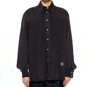 Maison Margiella M6 denim shirt jacket shacket in washed faded black jean